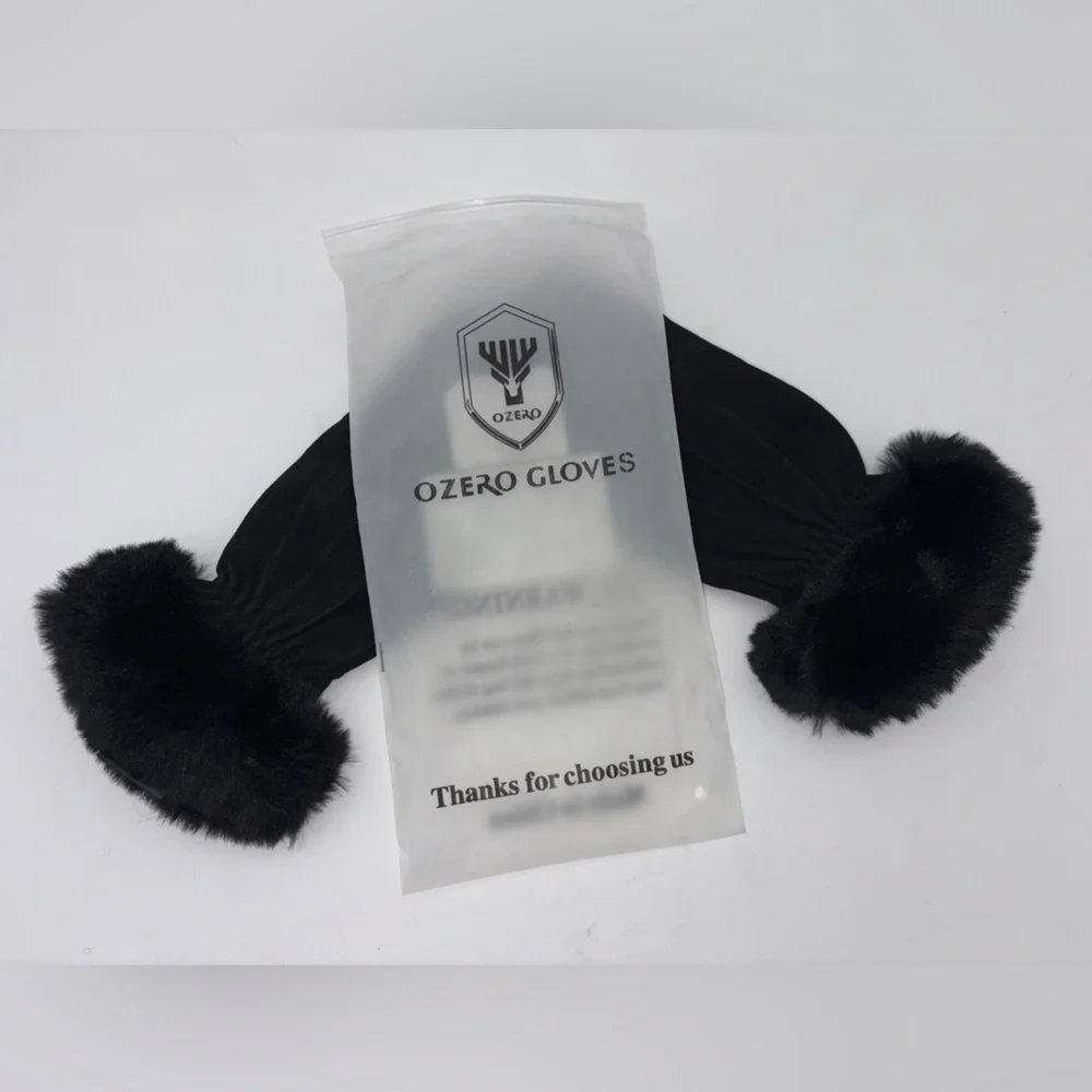 NEW Deer Suede Leather‎ Driving Gloves Skin Faux Fur Cuff Black Touchscreen Wool